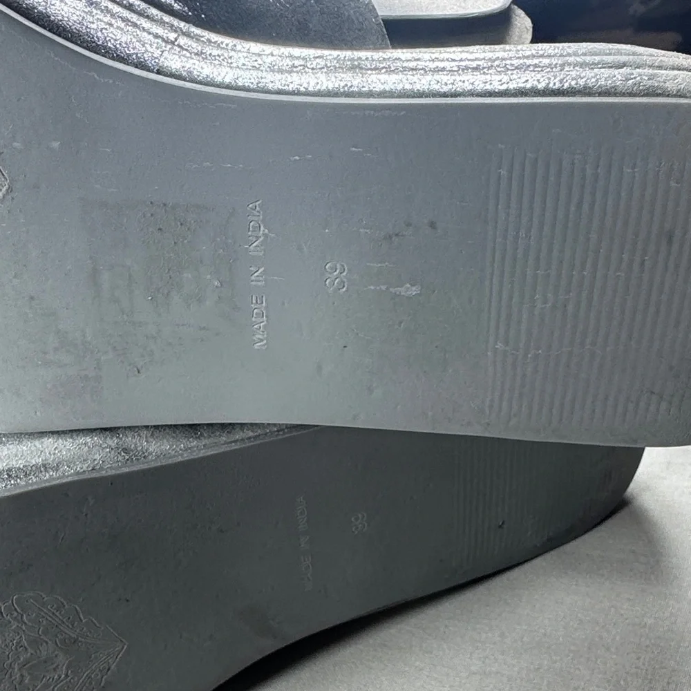 Free People Silver Metallic Platform‎ Slide Sandals
